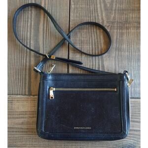 Ralph Lauren Crossbody Bag Womens Leather Black Gold Hardware Adjustable Strap